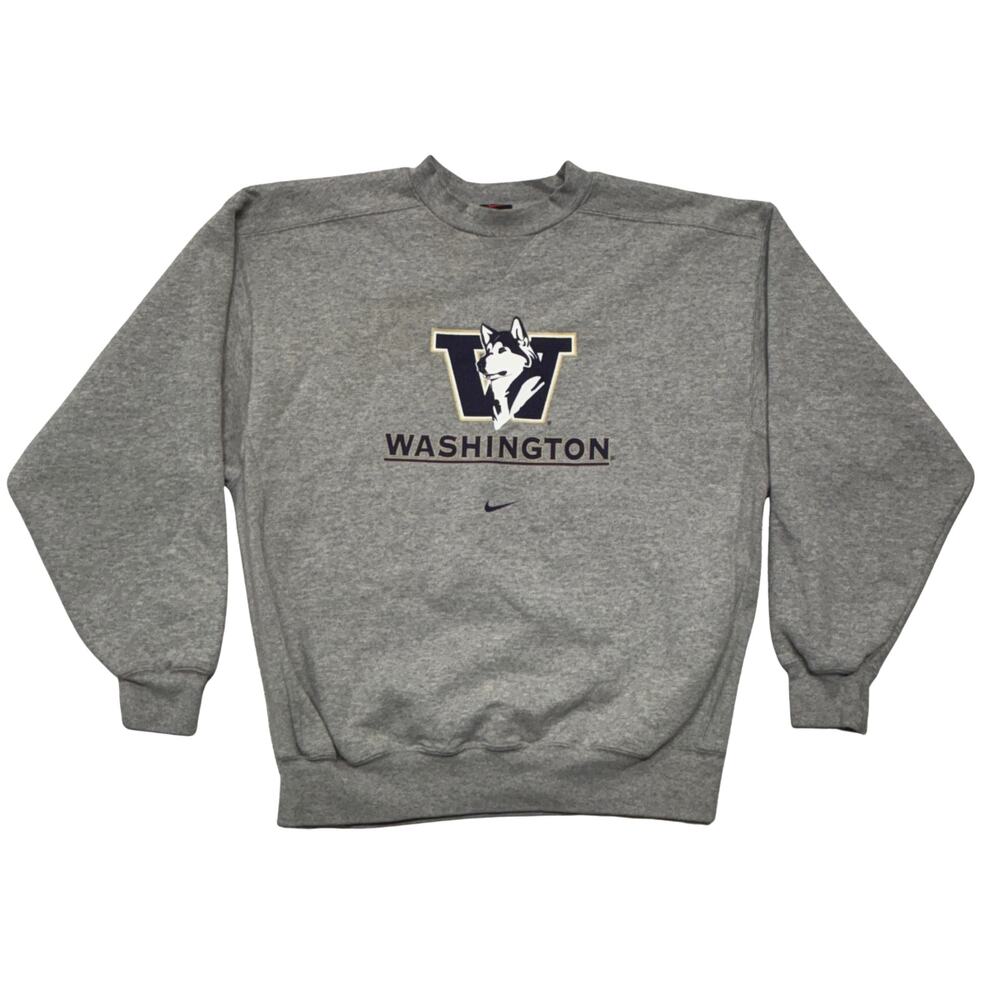 Vintage Nike Sweatshirt Medium Gray Washington Huskies Fleece Athleisure 1990s